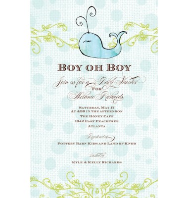 Baby Shower Invitations, Blue Whale, Bella Ink 